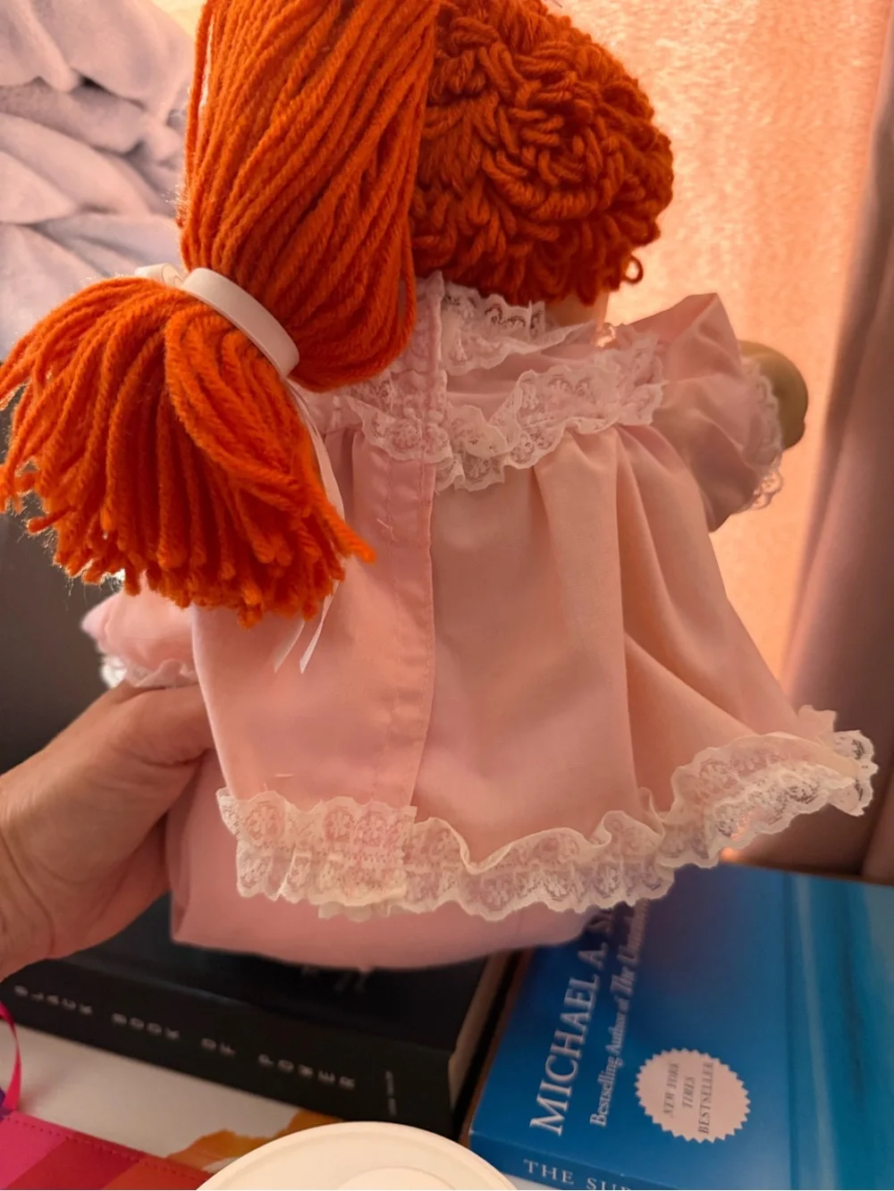 Classic Pink Plush Cabbage Patch Doll with Orange Hair -1980s w/birth certificat